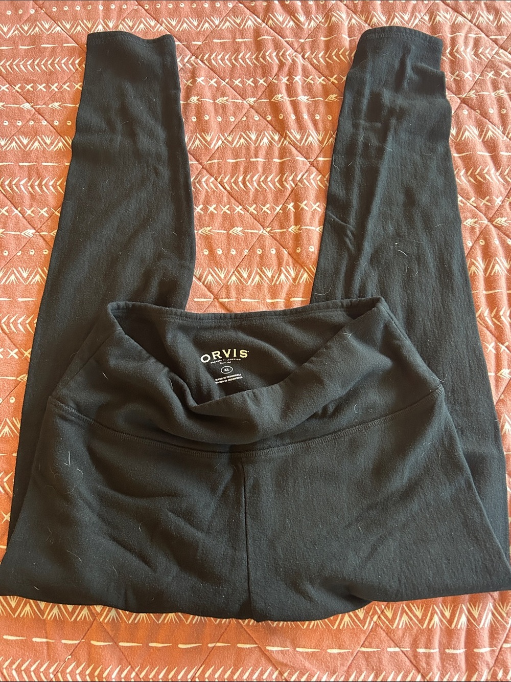 Orvis Black Stretch Leggings with Fold-Over Waist
